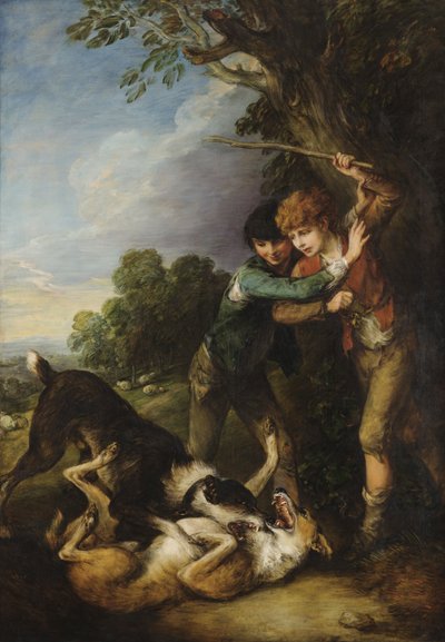 Zwei Hirtenjungen mit kämpfenden Hunden von Thomas Gainsborough